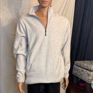 Amazon Essentials Men's Light Gray Quarter Zip-Up Sweater size L